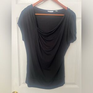 New York & Company Black Drape Neck Blouse
